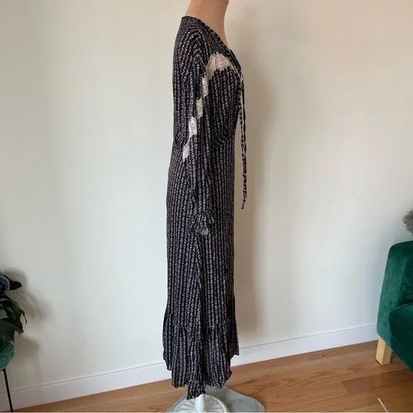 Sandro Marceau Lace-Inset Floral Prairie Cottagecore Midi Dress NWT Size 36/US S - Picture 5 of 10